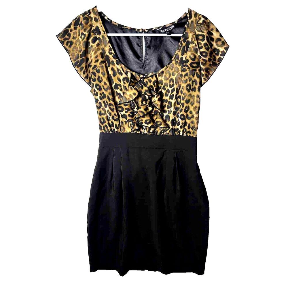 Express Leopard Animal Print Pencil Dress,Size 4, Light weight